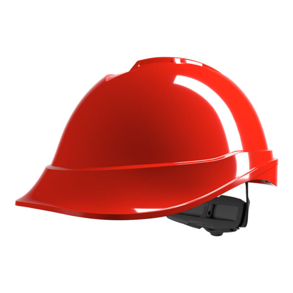 MSA V-Gard 200, non-vented, Red, Push-Key slide adj, sewn PVC s/b