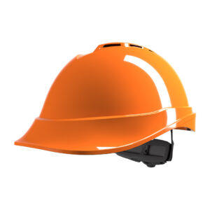 MSA V-Gard 200, vented, Orange, Fas-Trac III ratchet, sewn PVC s/b