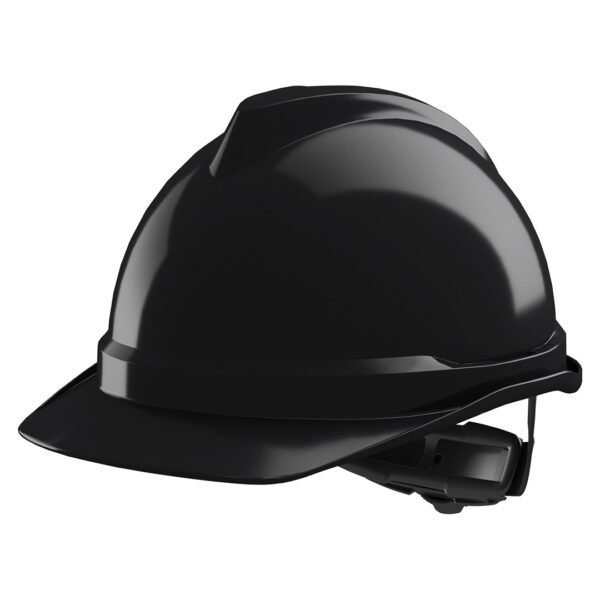 MSA V-Gard 500, non vented, Black, Push-Key slide adj, sewn PVC s/b