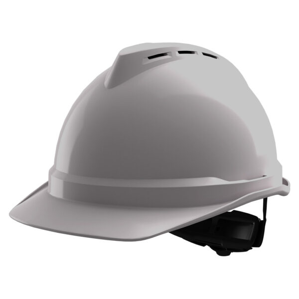 MSA V-Gard 500, vented, Grey, Push-Key slide adj, sewn PVC s/b
