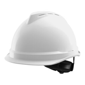 MSA V-Gard 520, White, Fas-Trac III ratchet, sewn PVC s/b